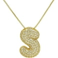 thumbnail image 1 of Bubble Letter Necklace Gold for Women，Charm Balloon Initial Letter Pendant Zirconia Inlaid Necklaces Fashion Gifts Jewelry, 1 of 15