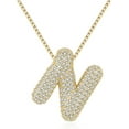 thumbnail image 1 of Bubble Letter Necklace Gold for Women，Charm Balloon Initial Letter Pendant Zirconia Inlaid Necklaces Fashion Gifts Jewelry, 1 of 13