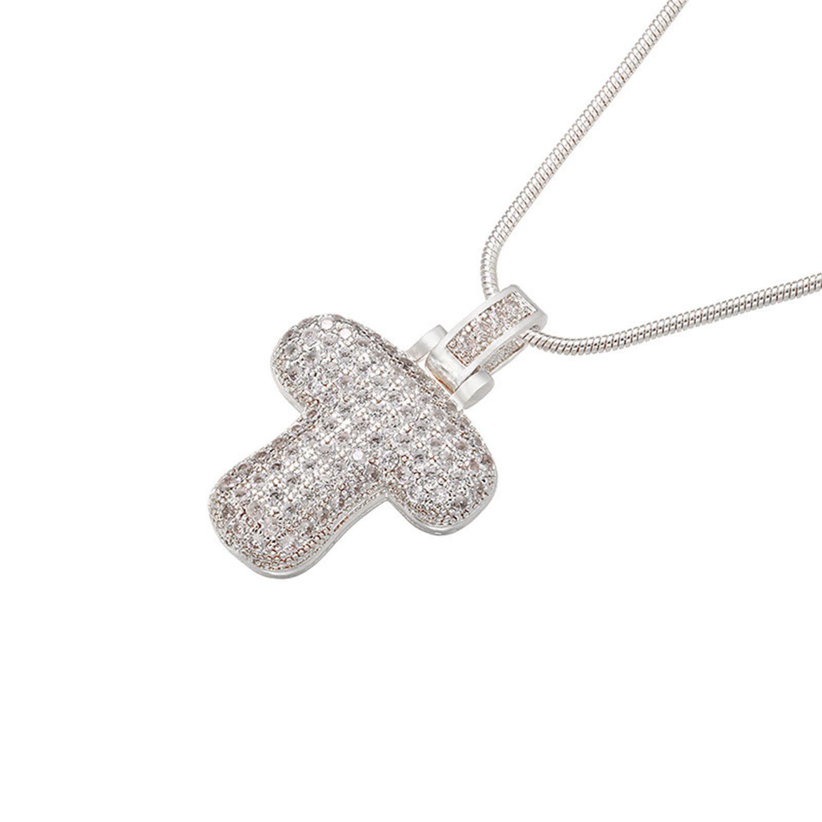 Bubble Letter Necklace Silver Plated Balloon Initial Pendant Box Chain