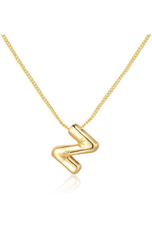 Bubble Letter Necklace for Women Dainty Balloon Initial Alphabet Pendant Polished 18k Gold Plated Letter Pendant Statement Necklaces Friendship Jewelry Gifts