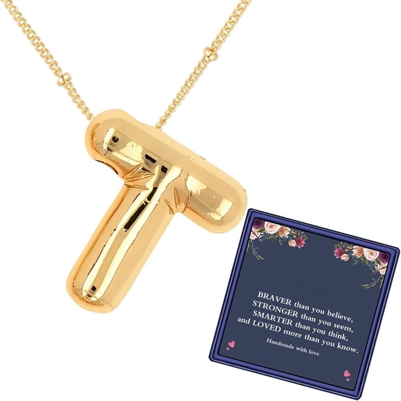 Bubble Letter Necklace For Women,Dainty Balloon Initial Necklaces 18K Gold Plated Chain Pendant Alphabet Necklaces For Girlfriend Charm Simple Gift Jewelry[o4917]