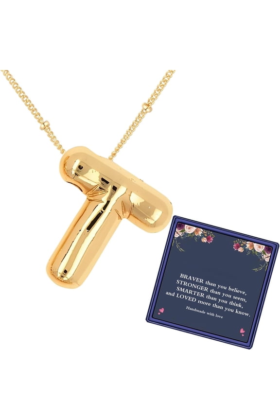 Bubble Letter Necklace For Women,Dainty Balloon Initial Necklaces 18K Gold Plated Chain Pendant Alphabet Necklaces For Girlfriend Charm Simple Gift Jewelry[o4917]