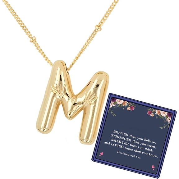 Bubble Letter Necklace For Women,Dainty Balloon Initial Necklaces 18K Gold Plated Chain Pendant Alphabet Necklaces For Girlfriend Charm Simple Gift Jewelry[o4999]