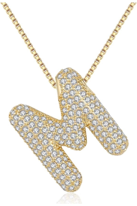 Bubble Letter Necklace For Women,Dainty Balloon Initial Necklaces 18k Gold Plated Chain Pendant Alphabet Necklaces For Girlfriend Charm Simple Gift Jewelry