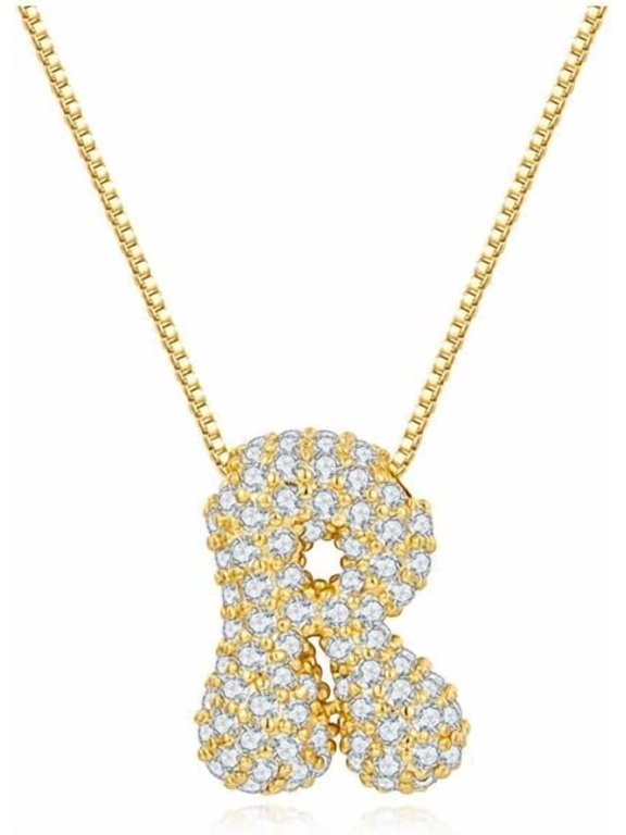 Bubble Letter Necklace For Women,Dainty Balloon Initial Necklaces 18k Gold Plated Chain Pendant Alphabet Necklaces For Girlfriend Charm Simple Gift Jewelry