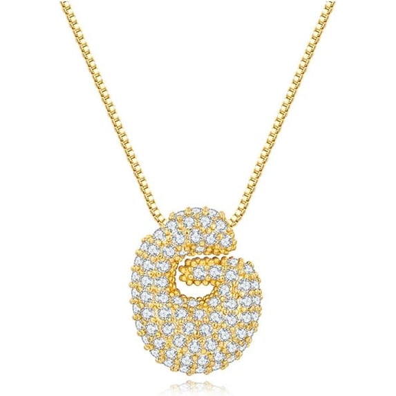 Bubble Letter Necklace For Women,Dainty Balloon Initial Necklaces 18k Gold Plated Chain Pendant Alphabet Necklaces For Girlfriend Charm Simple Gift Jewelry