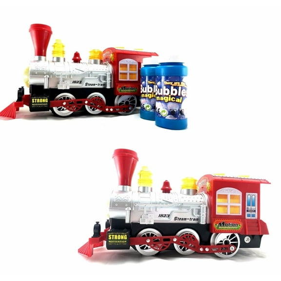 Bubble Liquid Steam Train Locomotive Engine Car Bubble Blowing Bump & GoTrain