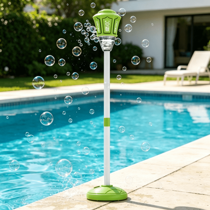 Bubble Machine, 2026 New 47" Standing Bubble Maker with Adjustable Height, Lights & Music, Automatic Bubble Blower for Garden Party Wedding Outdoor Green Type