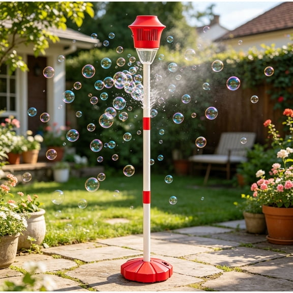Bubble Machine, 47" Rechargeable Automatic Bubble Maker with 150ml Bubble Solution Included, Ready-to-Use Out of Box for Instant Outdoor Entertainment & Photo Ops Red