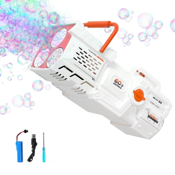 Bubble Machine 60 Holes Electric Automatic Bubble Maker with Lights