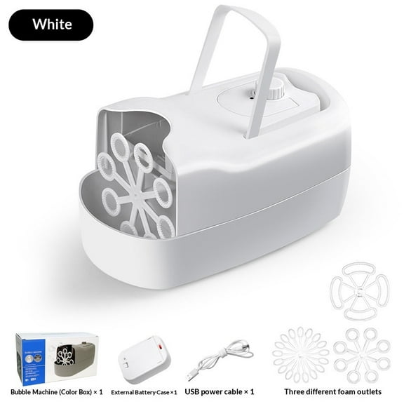 Bubble Machine, Automatic Bubble Blower Machine, Portable Bubble Maker for Outdoor and Indoor Use, (White)