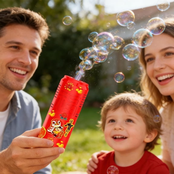 Bubble Machine, Automatic Bubble Blower Toys, Portable Bubbles Maker with Lights and Music, Bubble Maker Toys for Chinese New Years Party Decorations, Outside Activities Wedding
