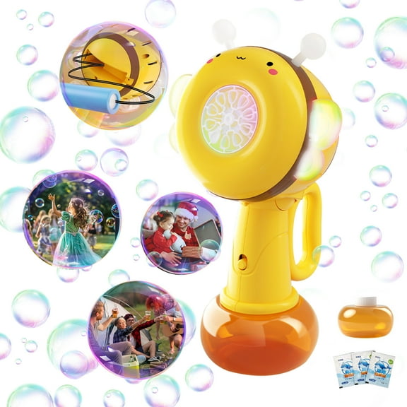 Bubble Machine Automatic Bubble Toy with Lighting for Toddlers Handheld Swing Dance Bubble Maker Blower Outdoor Toys