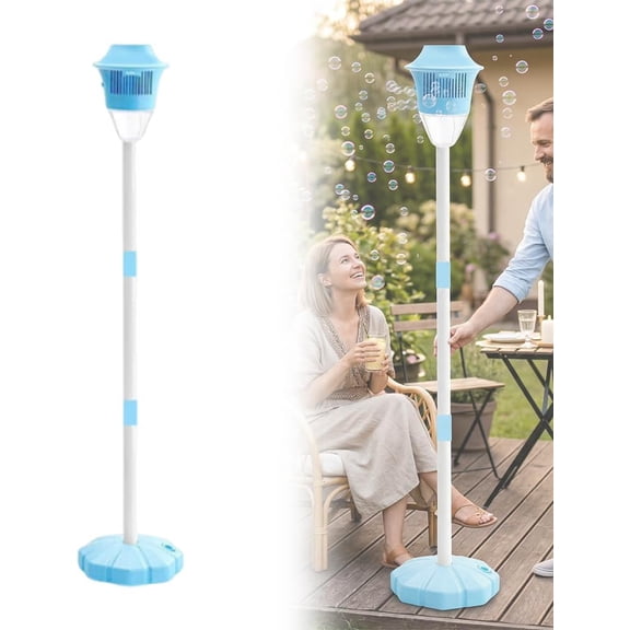 Bubble Machine, Automatic Street Lamp Bubble Torch with Lights, Standing Bubble Maker Detachable Handheld Wand, Rechargeable Outdoor Bubble Tower for Birthday Party Garden Backyard