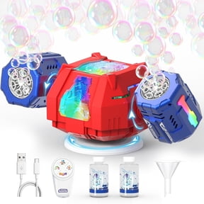 Bubble Machine, Beautysureup Rechargeable Bubble Blower Maker for Kids with Remote Control, 30000+ Bubbles/Min, 360° Auto Rotation & 2 Speeds, 7-Color LED Lights for Parties, Birthday Gift, Weddings