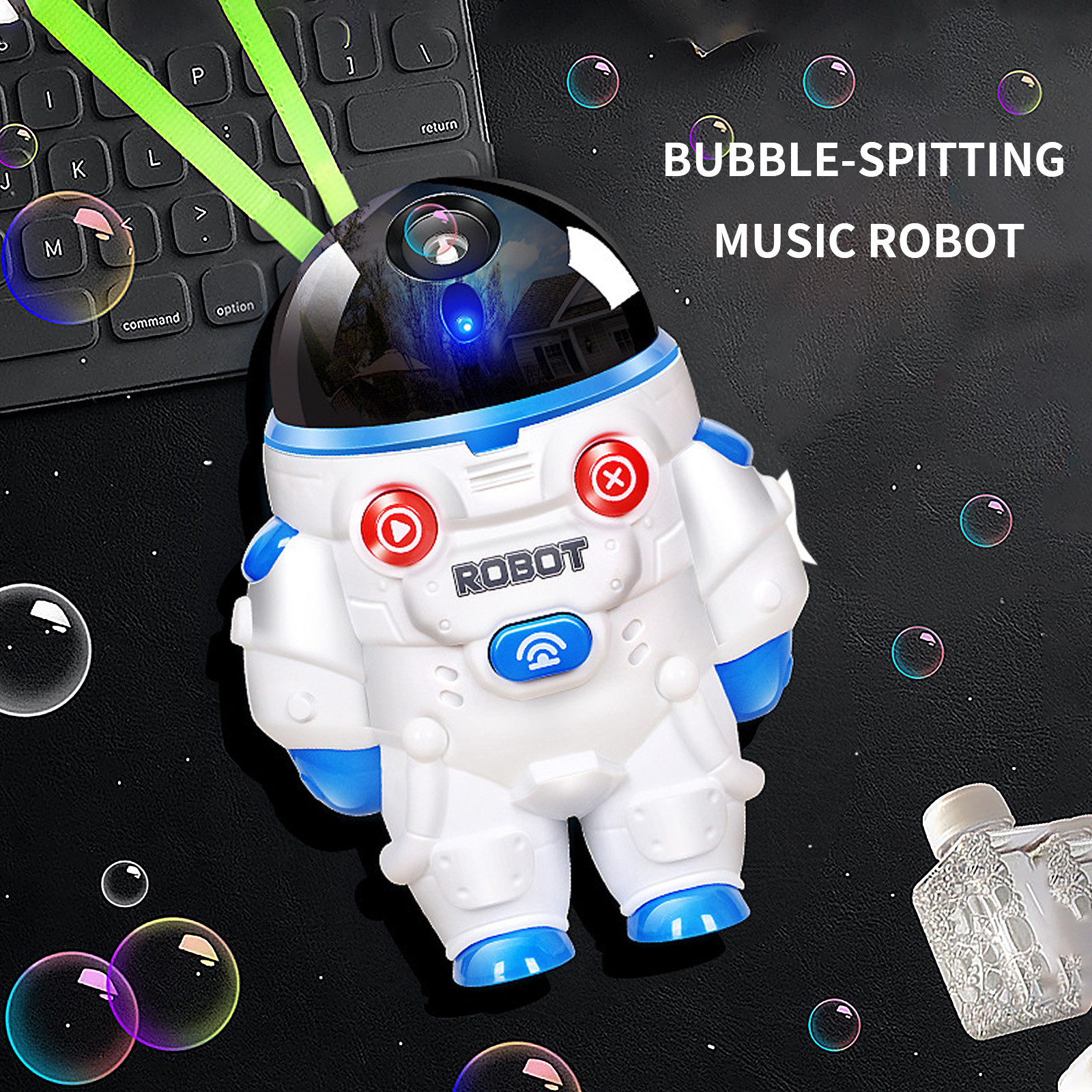 Bubble Machine Bubble Blower Acousto-optic Robot and Bubble liquid(30ml ...