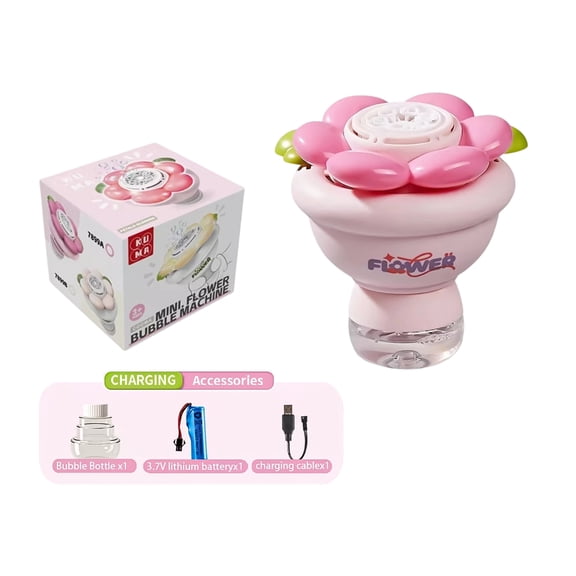 Bubble Machine, Bubble Blower Machine, Electric Bubble Maker, 65Ml Bubble Refill Solution, Handheld Blower, Outdoor Activities, Light Pink Finish, 1 Pc