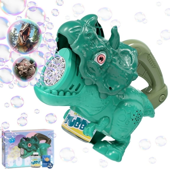 Dinosaur Bubble Machine for Kids, Automatic Handheld Triceratops Bubble Gun with Colorful Bubble- Idea Gift for Easter, Birthday, Halloween, Christmas(Blue)