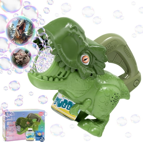 Dinosaur Bubble Machine for Kids, Automatic Handheld T-Rex Bubble Gun with Colorful Bubble- Idea Gift for Easter, Birthday, Halloween, Christmas(Green)