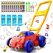 Bubble Lawn Mower for Toddlers ,Bubble Blower Toddler Outdoor Toys Bubble Machine for Kids  Red&Blue