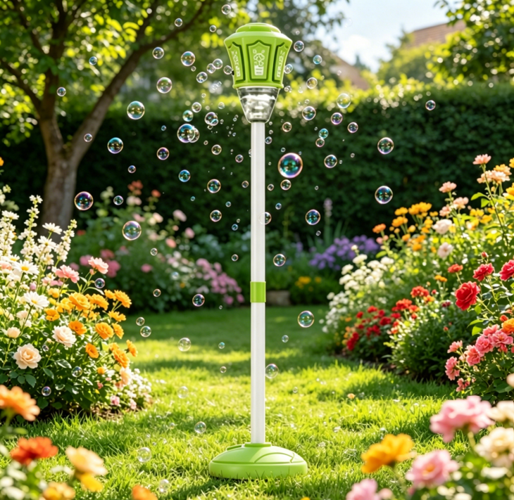 Bubble Machine, Heavy Duty Automatic Bubble Blower for Festive Events, 2026 New Standing Bubble Maker with Music & Remote for Yard Garden Green Type