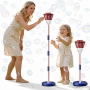 Bubble Machine for Kids Bubble Blower Maker with Lights and Music Automatic Bubble Stand Machine for Parties Birthday Wedding Toddlers Kid Summer Outdoor Toys Red