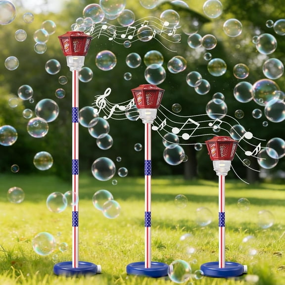 Bubble Machine for Kids Bubble Blower Maker with Lights and Music Automatic Bubble Stand Machine for Parties Birthday Wedding Toddlers Kid Summer Outdoor Toys (Red)