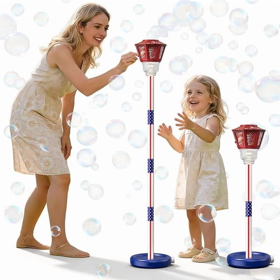 Bubble Machine for Kids Bubble Blower Maker with Lights and Music Automatic Bubble Stand Machine for Parties Birthday Wedding Toddlers Kid Summer Outdoor Toys (Red)