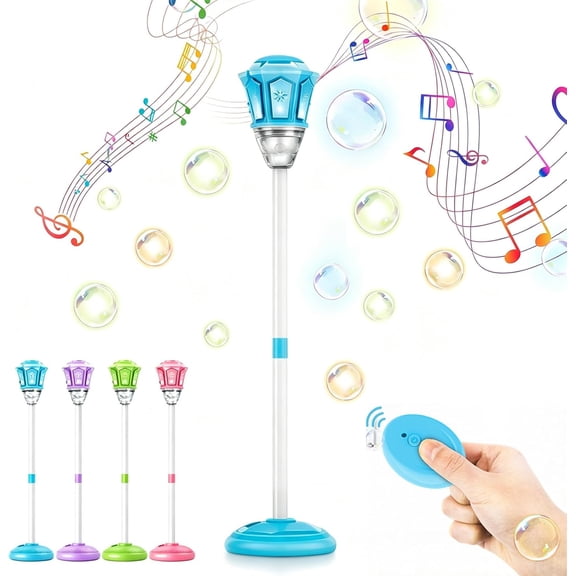 Bubble Machine for Kids Outdoor, 40" Adjustable Height Automatic Blower with Light & Rechargeable Battery, with 50ml Solution, Remote & Screwdriver, for Toddlers Party Birthday,Blue