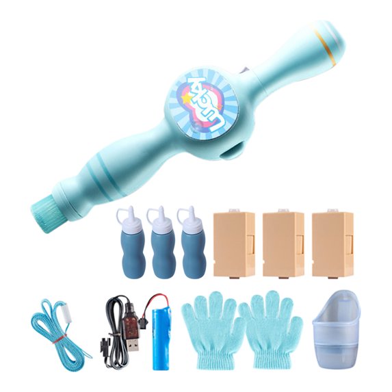 Bubble Machine Magic Wand, DELESYS Childhood Machine Elastic Stick Charging Set+3 Special Liquid+3 Atomizing Tool+2 Gloves 210ml
