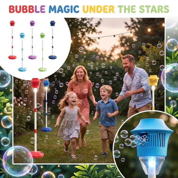 Bubble Machine Maker Stand, Adjustable Height Magical Bubble Torch Garden Lamp Rechargeable with Lights and Music, Vertical Bubble Machine for Wedding Birthday Christmas Outdoor