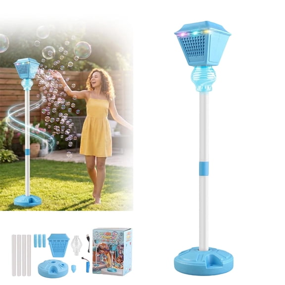 Bubble Machine Maker Stand, Adjustable Height Magical Bubble Torch Garden Lamp Rechargeable with Lights and Music, Vertical Bubble Machine for Wedding Birthday Christmas Outdoor