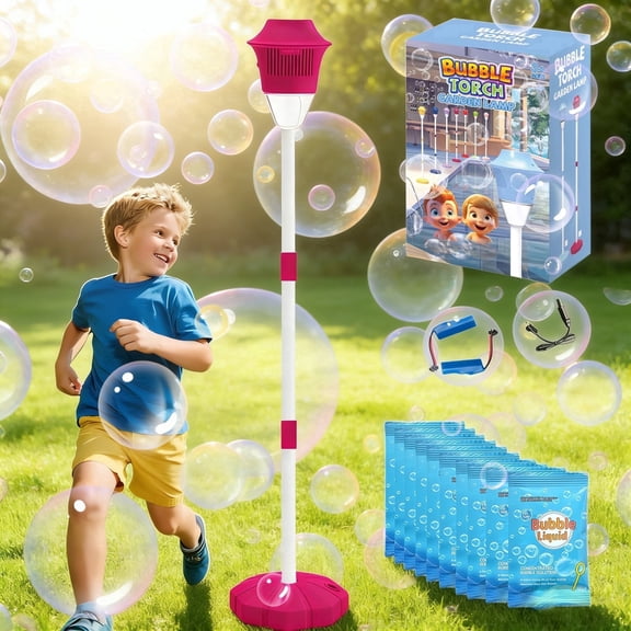 Musical LED Bubble Machine Garden Lamp Shape 48-inch Adjustable Height Lawn Toy for Kids Ideal Gift for Birthdays & Parties