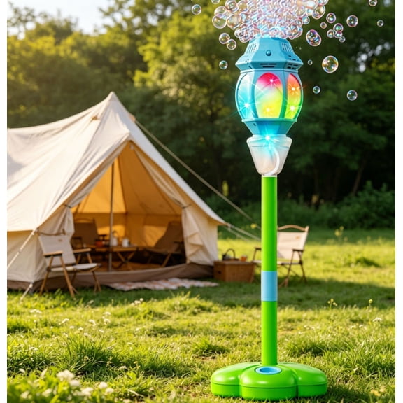 Bubble Machine Stand&nbsp;- Portable Street Lamp Design, Automatic Bubble Blower with Light for Backyard, Lawn, Garden, and Outdoor Entertainment Bubble Machine Blue A3