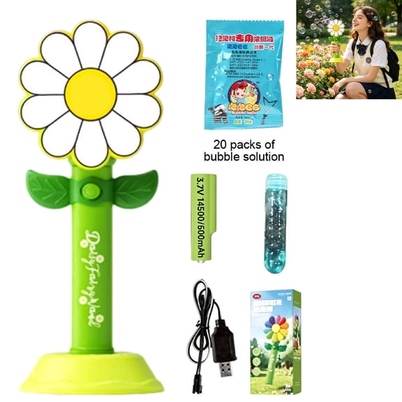 Bubble Machine for Kids Automatic Sunflower Bubble Maker for Toddlers Portable Battery Operated Bubble Toys for Indoor Outdoor Birthday Party