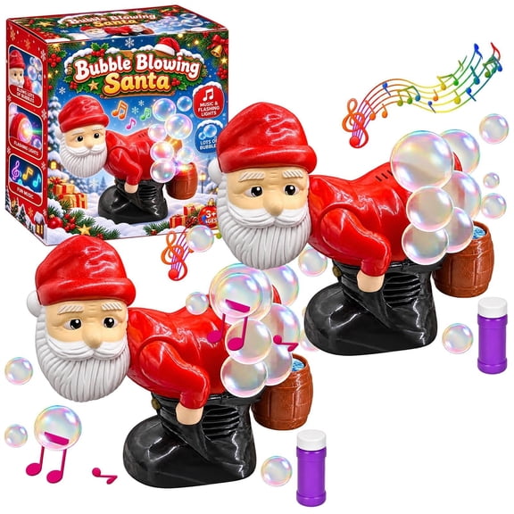 Bubble Machine with Lights and Music, Automatic Christmas Bubble Blower, Holiday Party Decoration and Novelty Gift