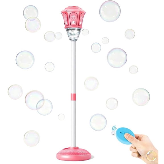 Bubble Machines with Light and Music for Outdoor, Automatic Standing Bubble Maker Machine Height Adjustable Up to 46.5 Inches,Outdoor Toy for Backyard Parties & Wedding Birthday Party(C-Pink)