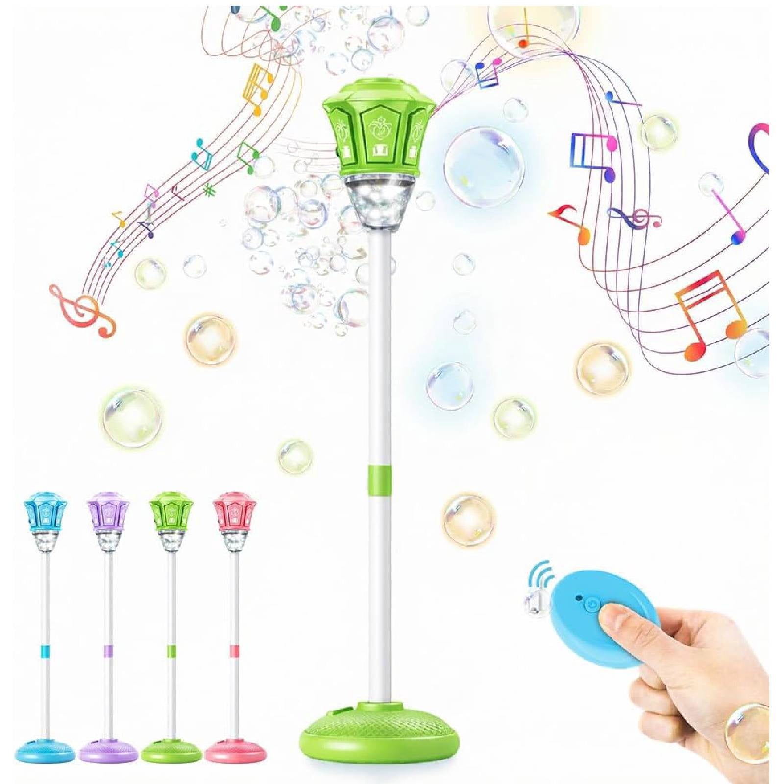 Bubble Machines with Light and Music for Outdoor, Automatic Standing Bubble Maker Machine Height Adjustable Up to 46.5 Inches,Outdoor Toy for Backyard Parties & Wedding Birthday Party(D-Green)