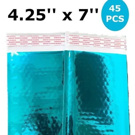 Bubble Mailers 4 x 7 Padded Envelopes Metallic Teal Quantity 45