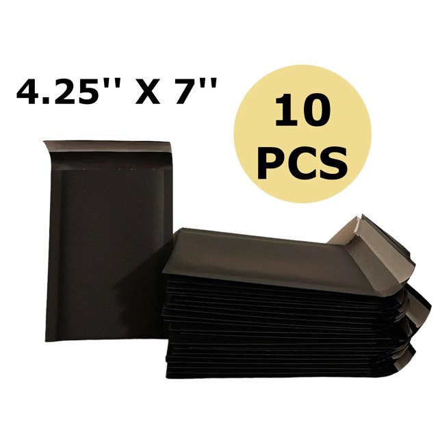 Bubble Mailers 4 x 7 Sealed Padded Envelopes Black Quantity 10