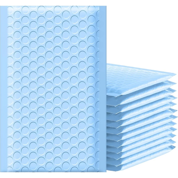 Bubble Mailers 4x8 Inch 50pc Light Blue Shipping Bags, Chic Packaging Bags For Small Business, Colored Padded Mailing Envelopes, Opaque Matte Self Seal Bubble Poly Mailers Bulk #000