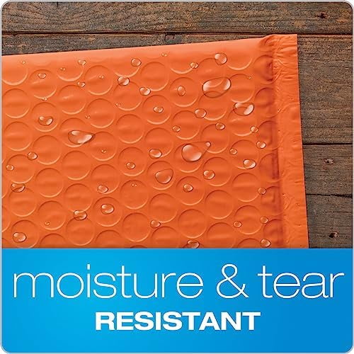 Bubble Mailers, 6 x 9 Shipping Envelopes, Water Resistant Orange Poly ...