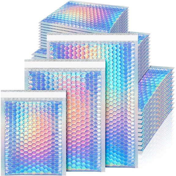 Bubble Mailers 60 Pack Assorted Sizes: 5.1x5.9 Inch (35PCS) 5.9x7.9 Inch (15PCS) 7.9x9.8 Inch (10PCS), Self Seal, Tear Resistant Mailing Supplies for Home & Small Business