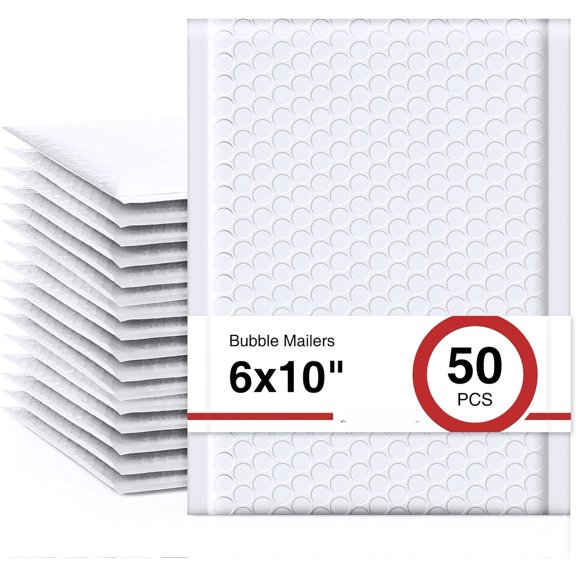 Bubble Mailers 6x10 Inch White 50 Pack Padded Envelopes Usable Size 6x9" Thick Mailing Envelopes Bubble Opaque Padded Mailers Shipping Bags for Mailing Makeup Small Business#0