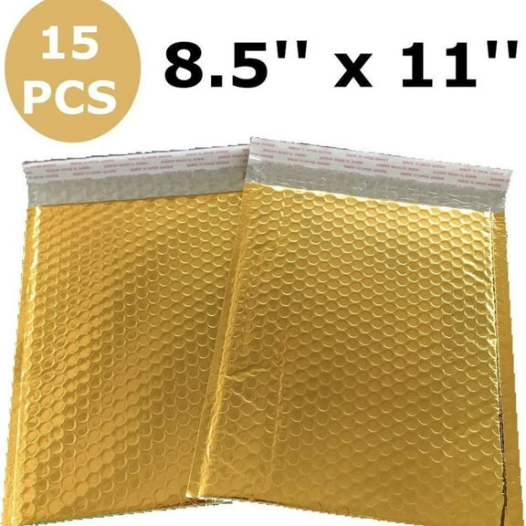 Bubble Mailers 8.5 x 11 Padded Envelopes 15 Qty Gold
