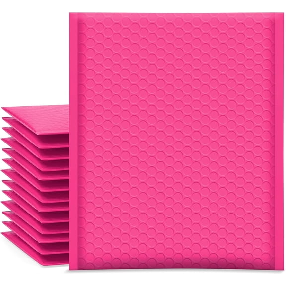 Bubble Mailers 8.5x12 Inch Hot Pink 25 Pack Usable Size 8.5x11 Poly Padded Envelopes #2 Medium Mailing Opaque Packaging Postal Self Seal Waterproof Boutique Shipping Bags for Clothes Makeup