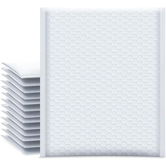 Bubble Mailers 8.5x12 Inch White 25 Pack Usable Size 8.5x11 Poly Padded Envelopes #2 Medium Mailing Opaque Packaging Postal Self Seal Waterproof Boutique Shipping Bags for Clothes Makeup