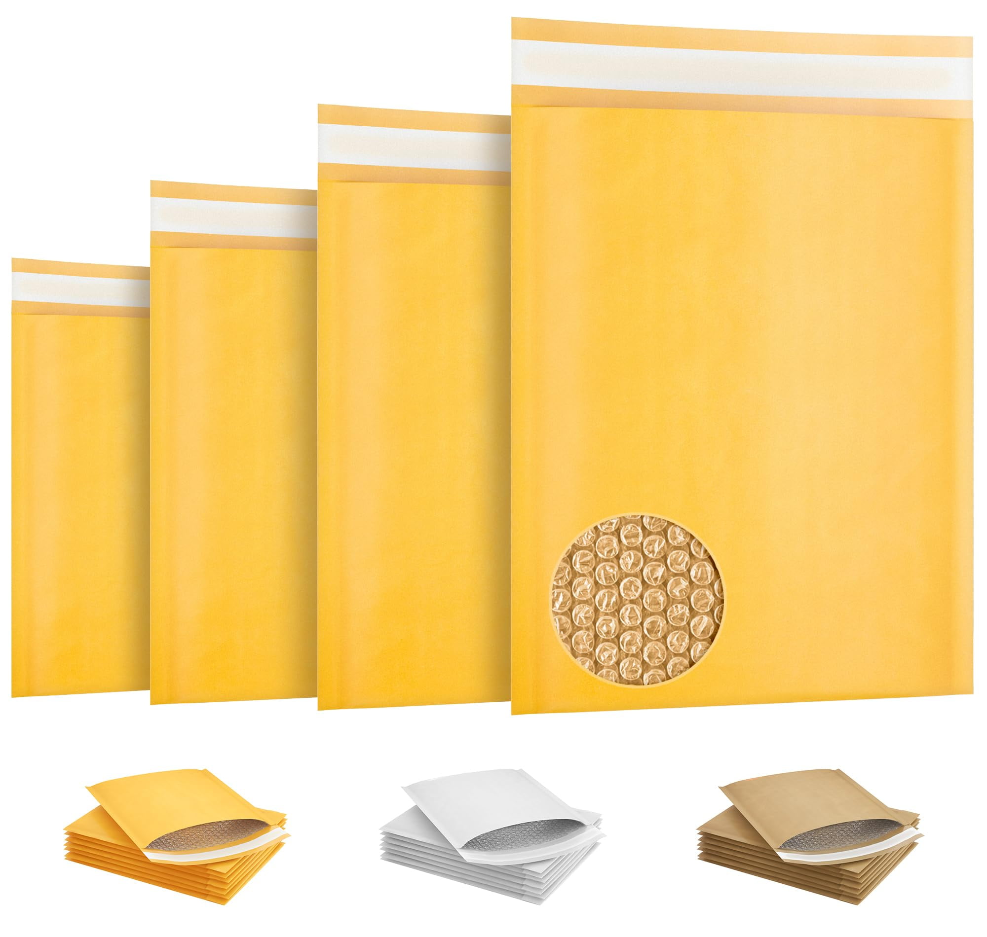 Bubble Mailers Padded Kraft Paper Self Seal Yellow 200 count 10.5 x 15 in