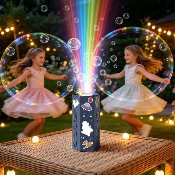Bubble Maker Machine, Bubble Blower Machine, Bubble Refill Solution, Themed Birthday Party Decorations, Light-Up Astronaut Fireworks Bubble System with Rechargeable Power, 140Ml
