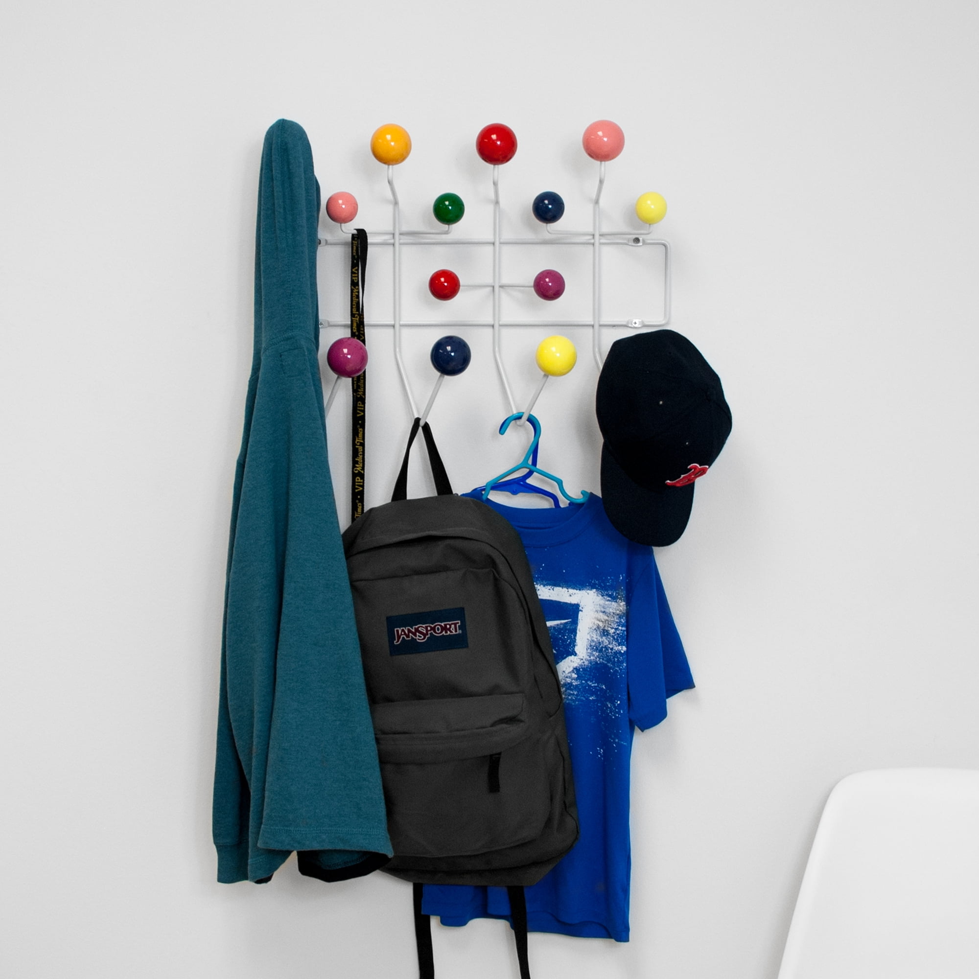 Multi-Color Mid Century Modern Wall Mounted Coat Rack